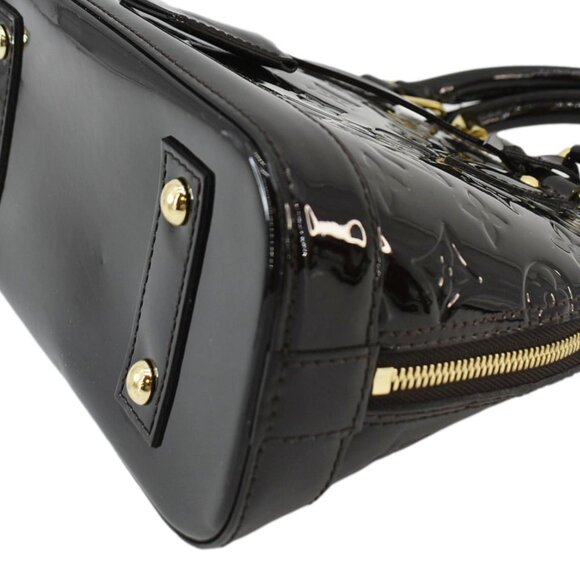 Louis Vuitton  Alma BB Monogram Vernis Satchel Bag Dark Burgundy - Picture 8 of 13